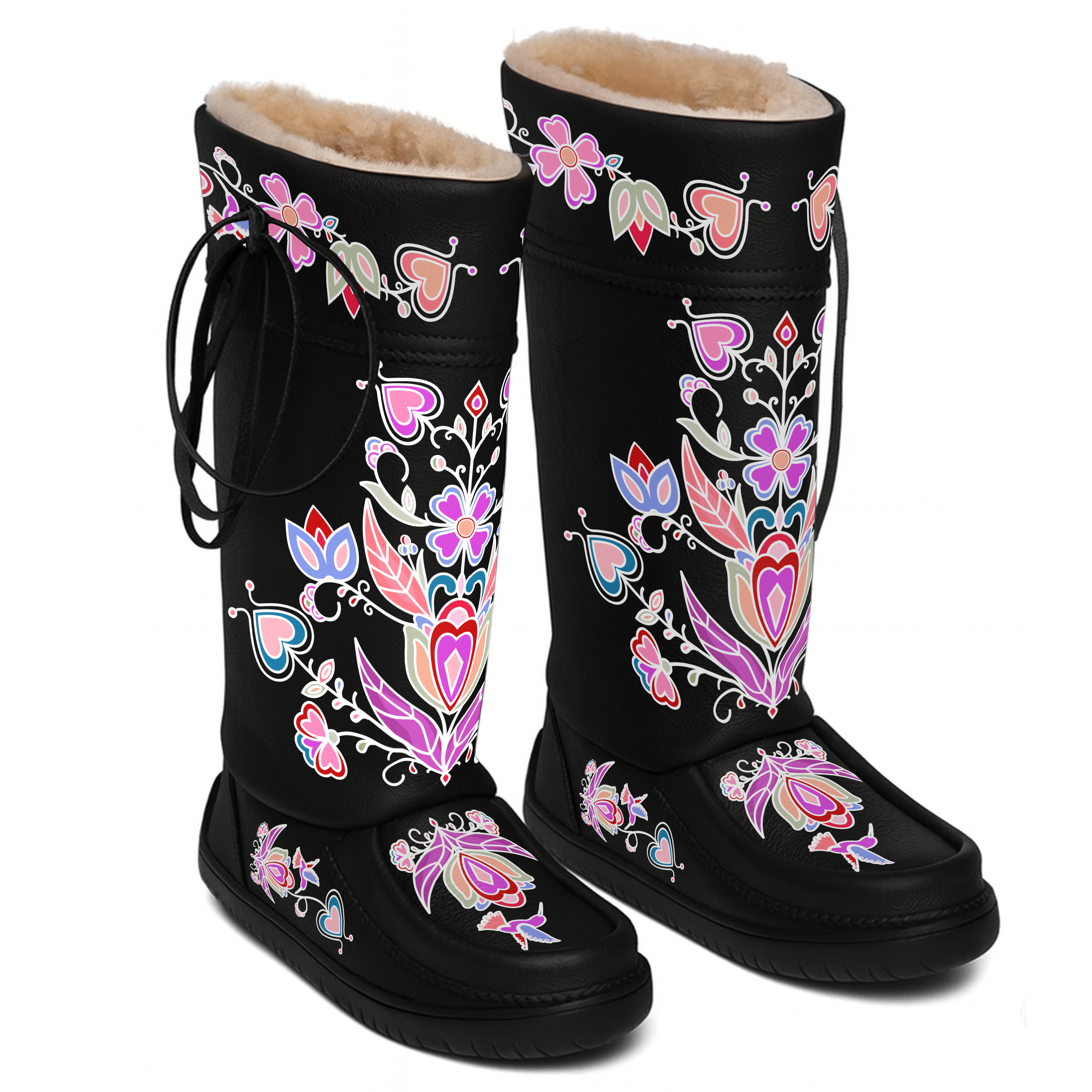 Frosted Leaf Spirit Black Real Leather MocLux Tall