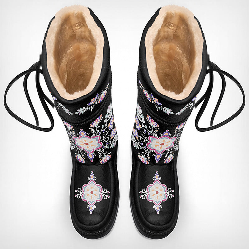 Aurora Petal Glow Black Real Leather MocLux Tall