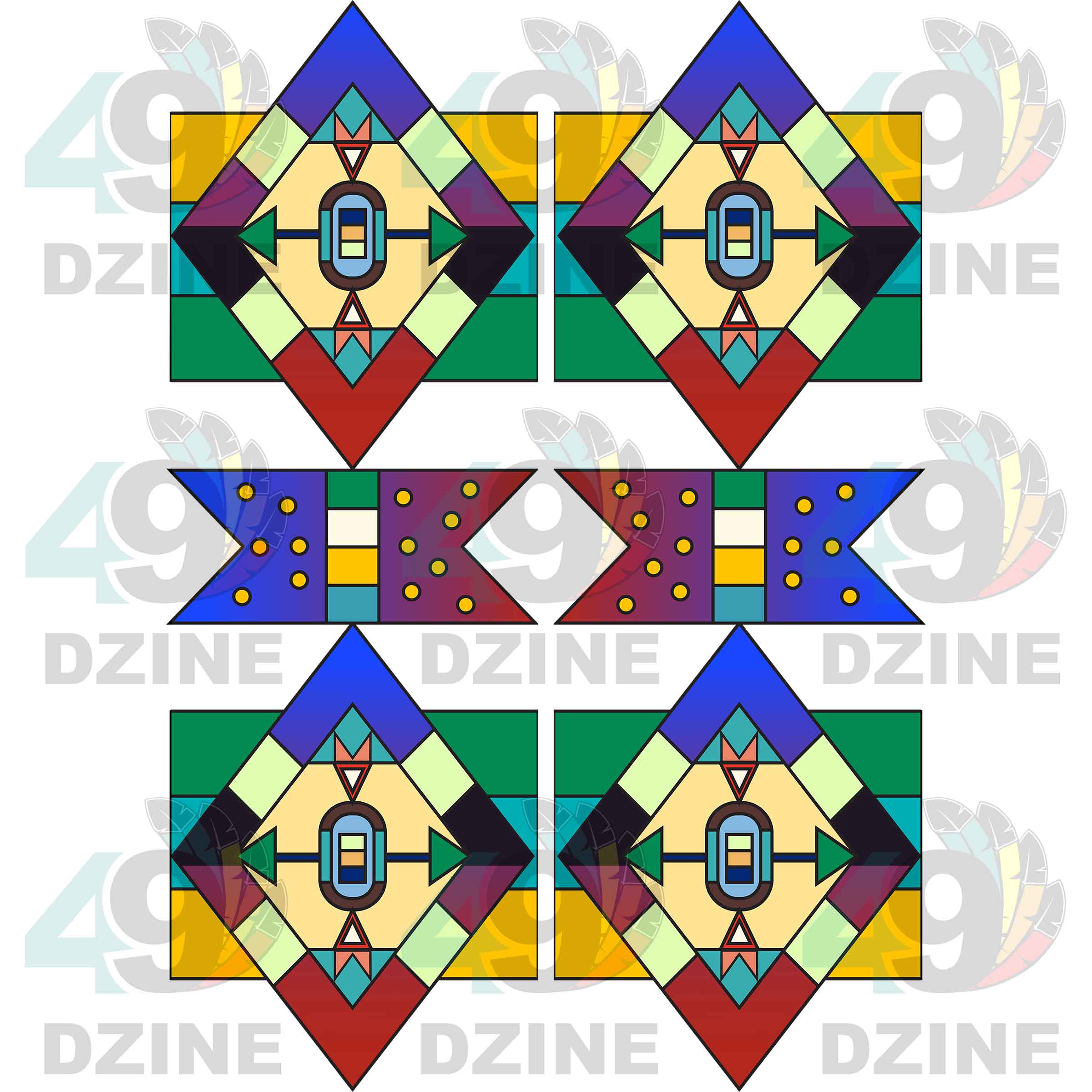 Fancy Dancer 2 with Geometric Design Two arm pieces Transfer (Various Sizes)