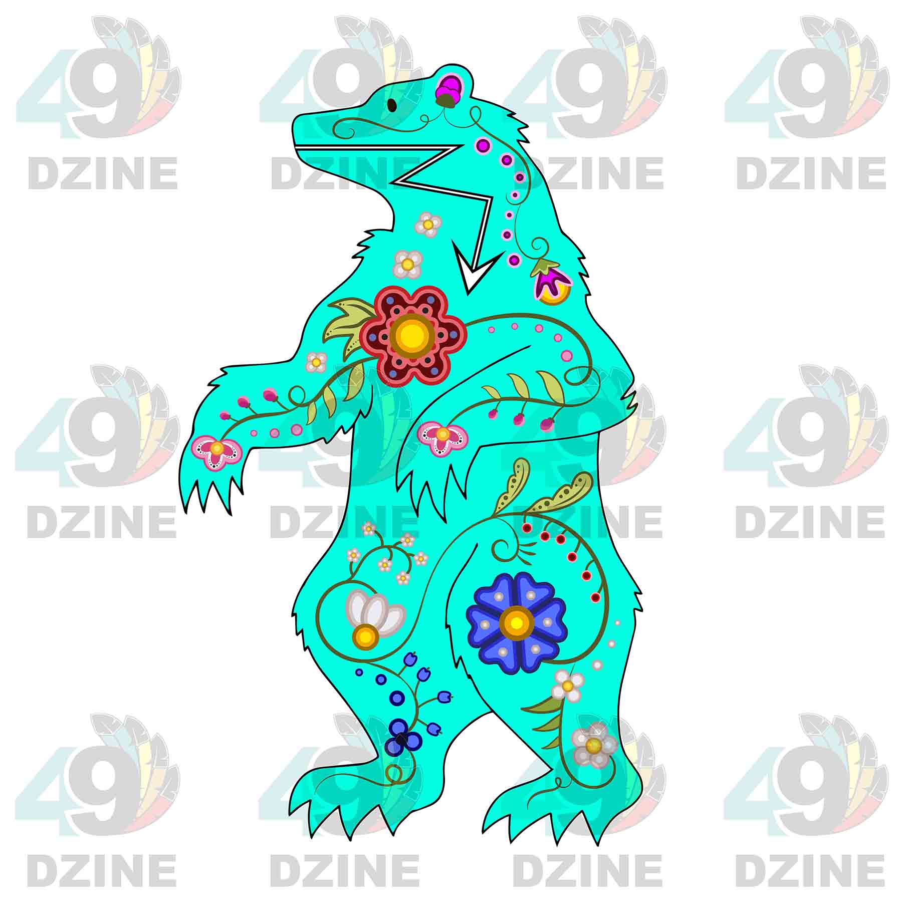 Floral Bear Stand UV Sticker