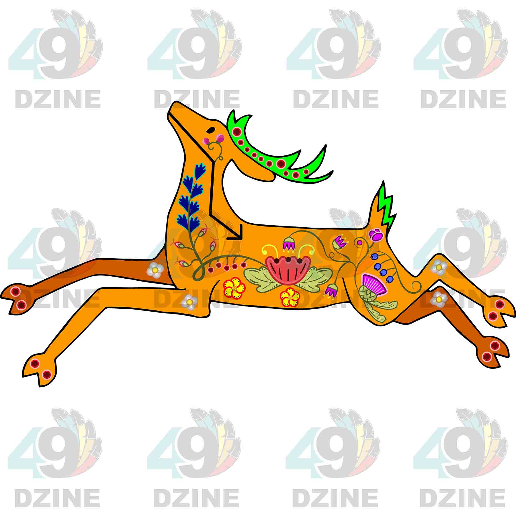 Floral Deer UV Sticker