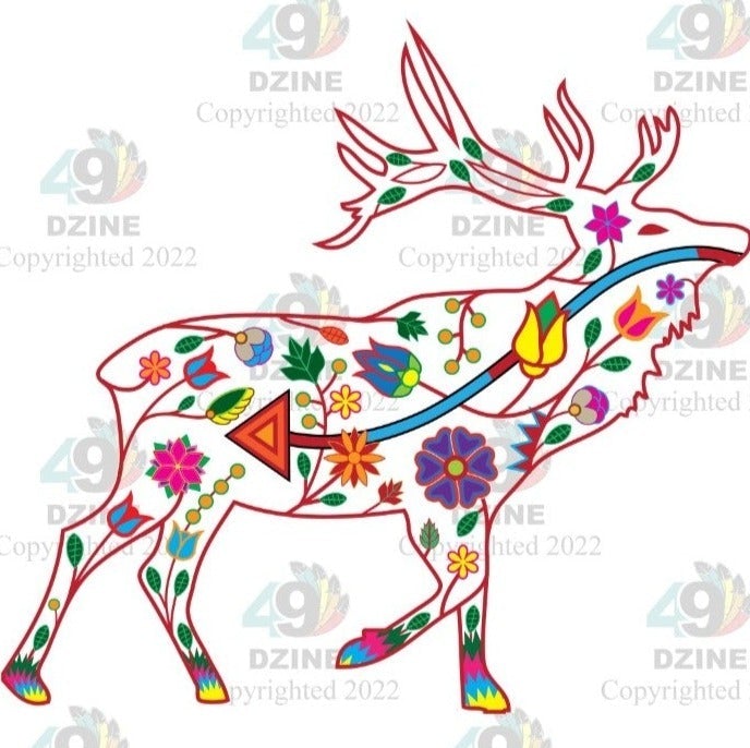 Floral Elk UV Sticker