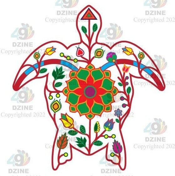 Floral Turtle UV Sticker