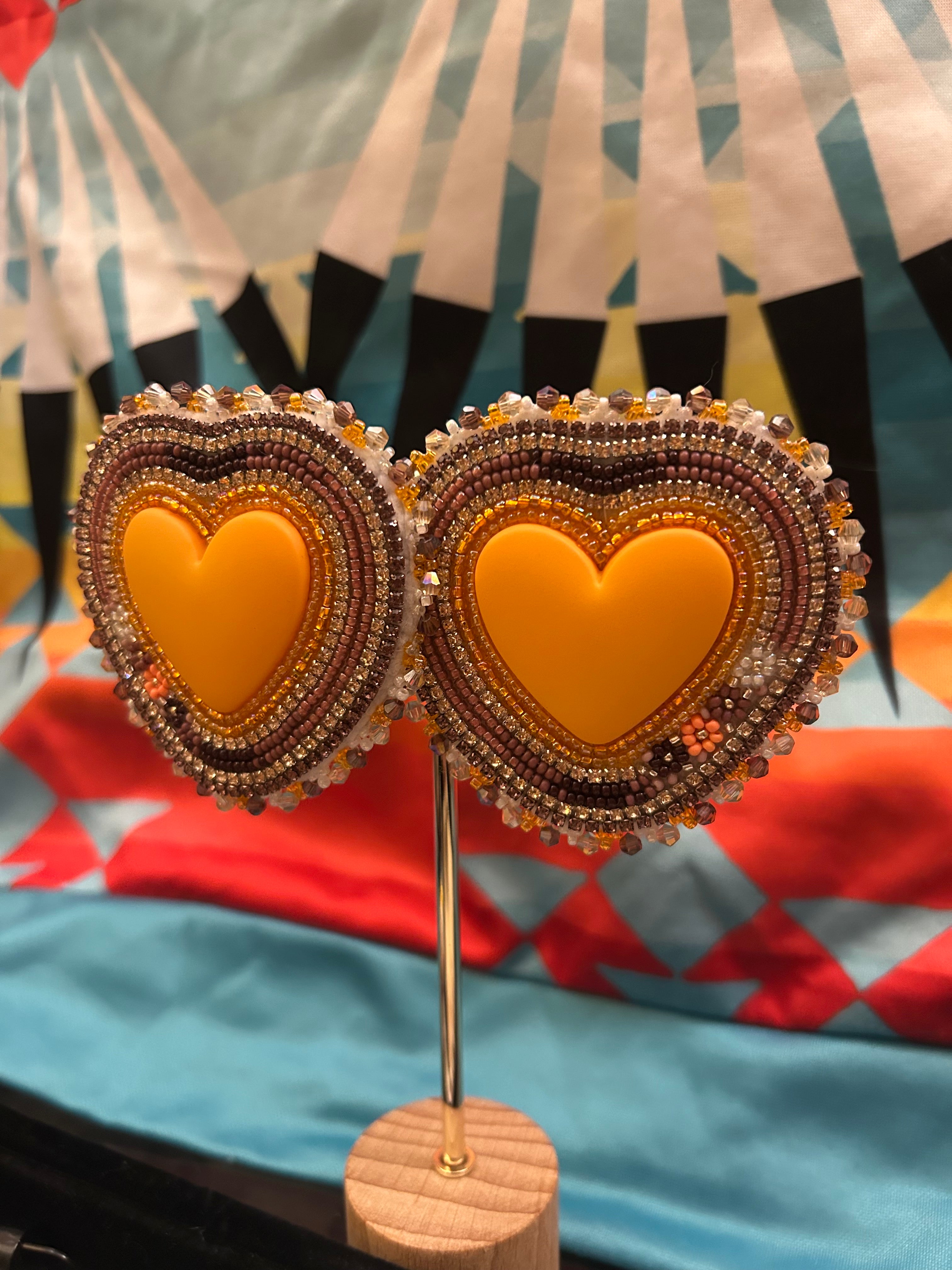 Karin Moen Orange Heart Earrings
