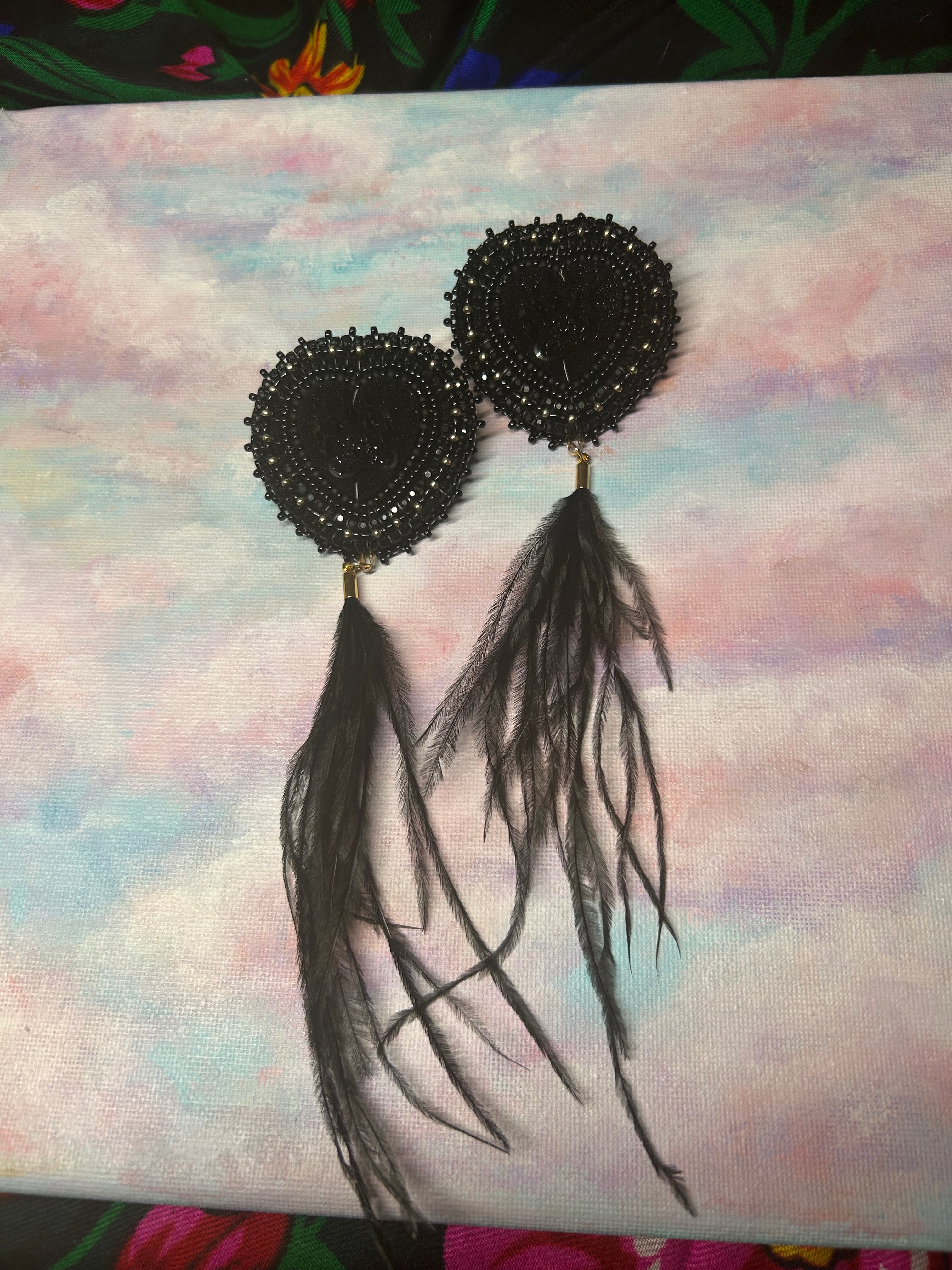 Karin Moen Black and Gold Bear Paw Heart Earrings