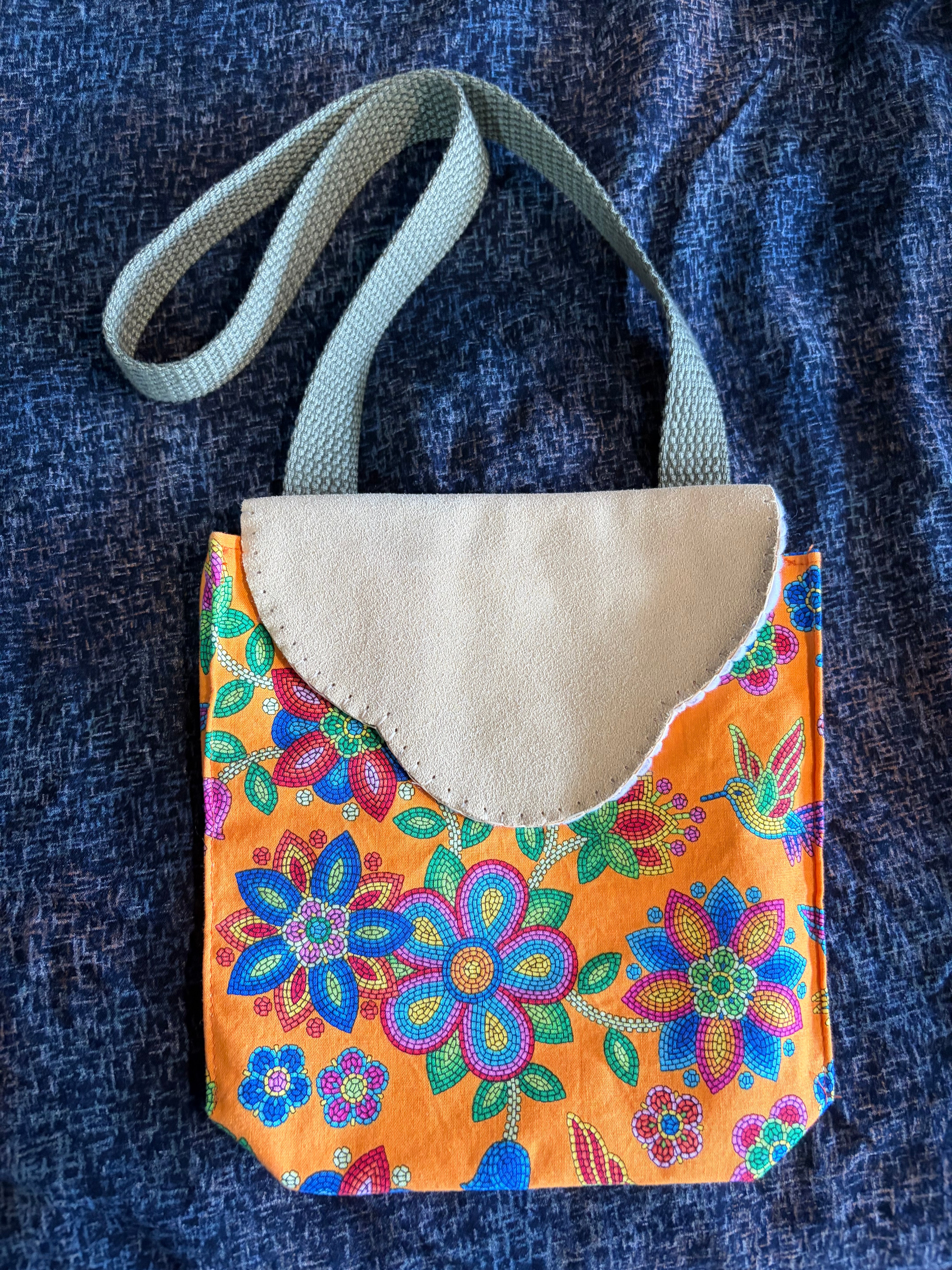 Dorienne Proulx Orange Floral Bag Sage Green Strap