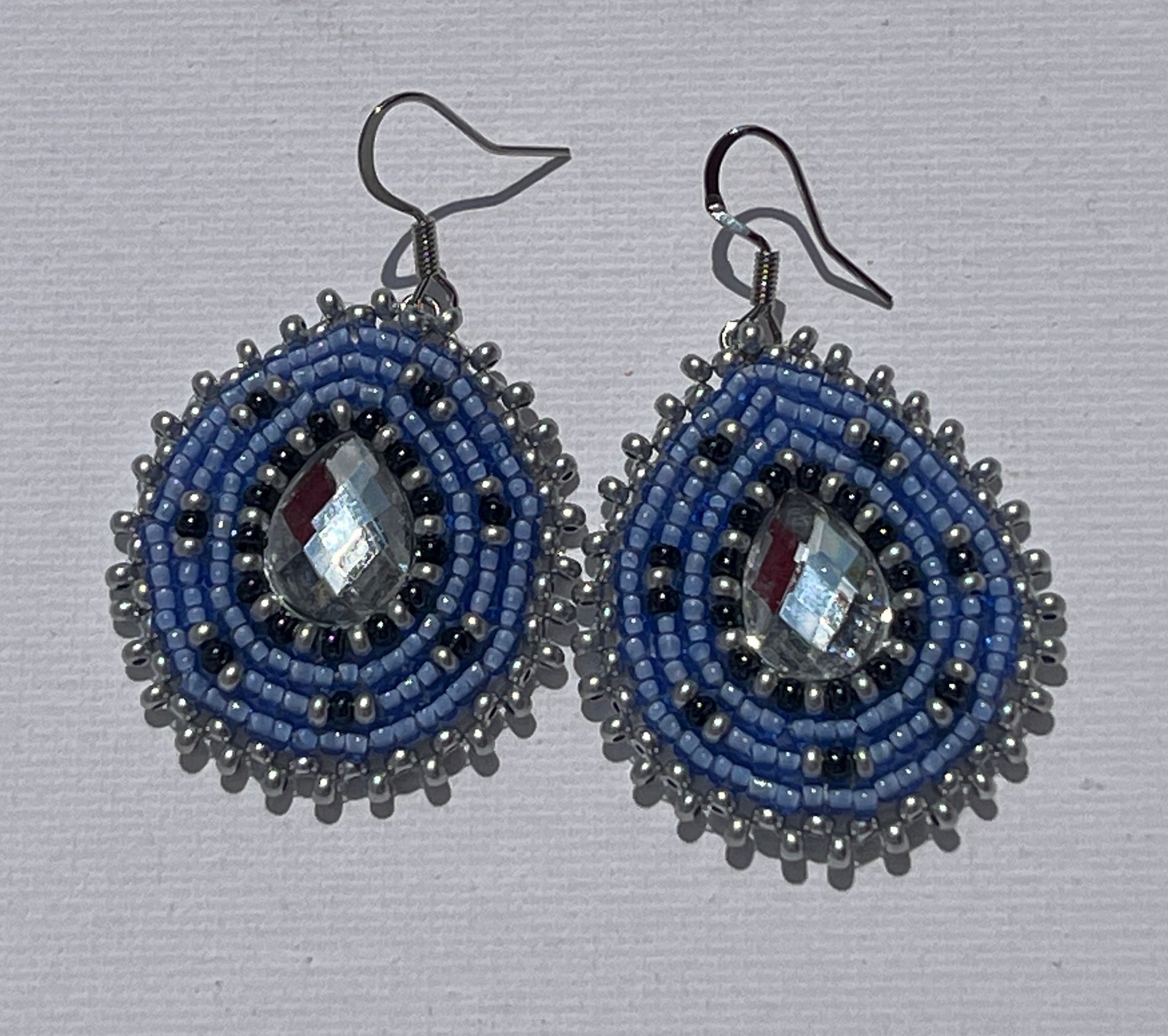 Brandon Swain Novlesky Blue and Crystal Teardrop Earrings