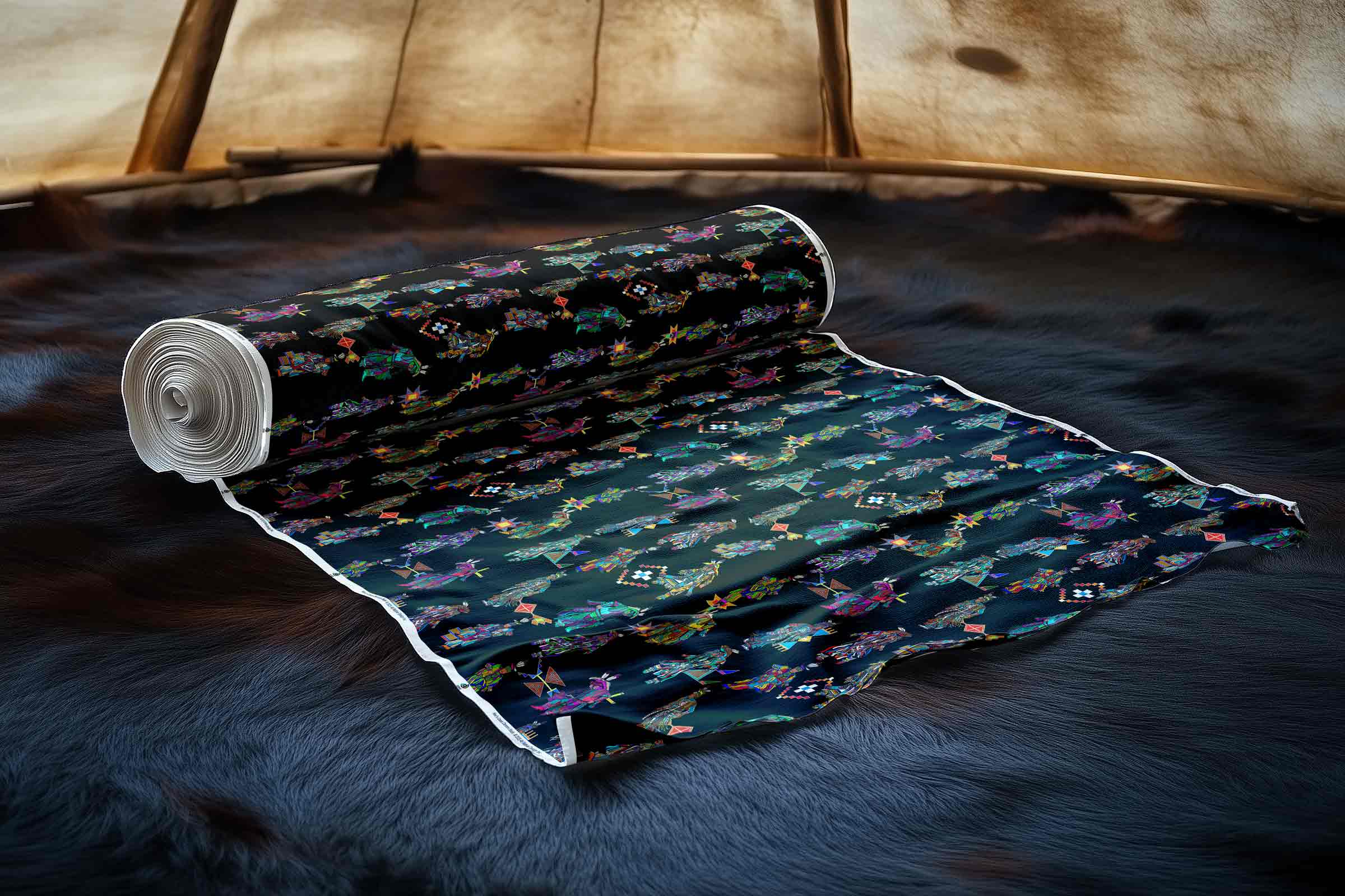 Men's Grass Dancers Black Large Cotton Poplin