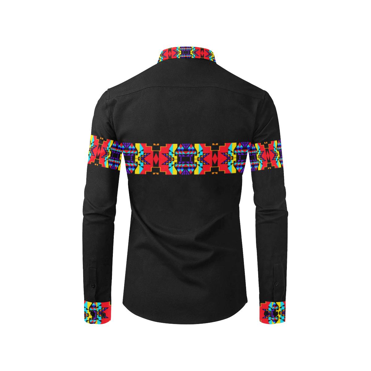Blanket Strip Black III-1 Men's All Over Print Casual Dress Shirt (Model T61) Men's Dress Shirt (T61) e-joyer