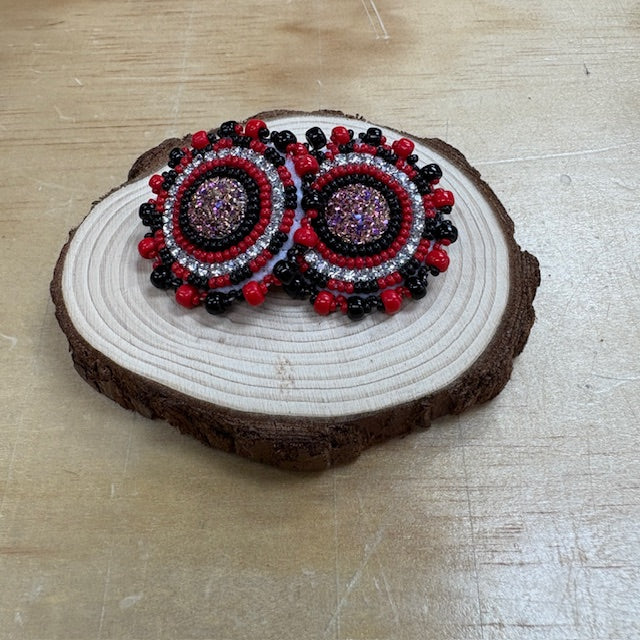 Danielle Redgun Beaded Circle Earrings