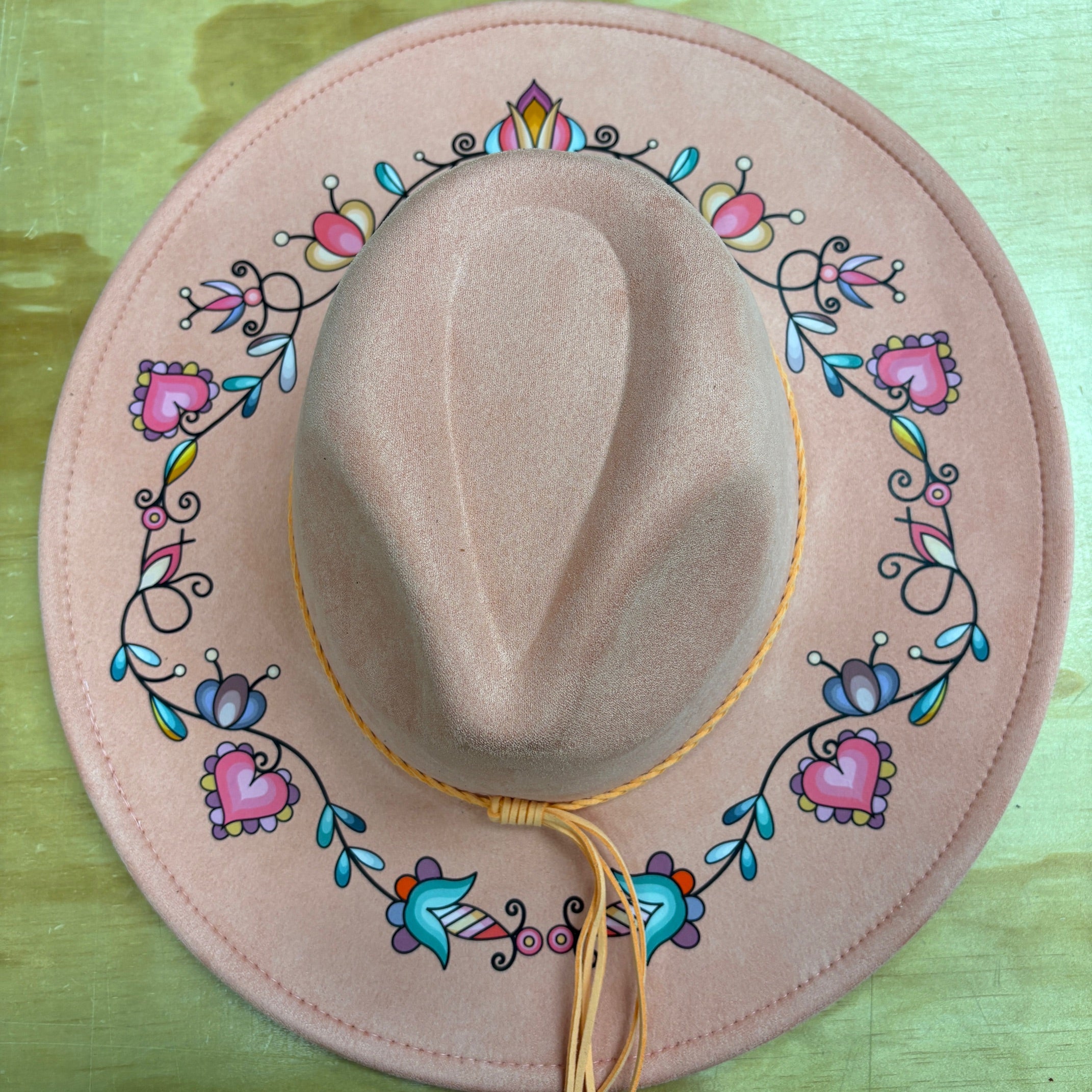 Harvest Hearth Floral Coral Fedora Hat