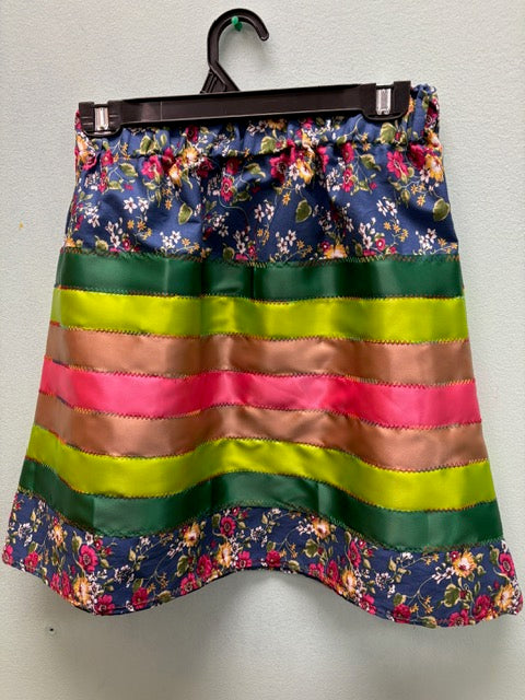 Navy Spring Kids Floral Ribbon Skirt