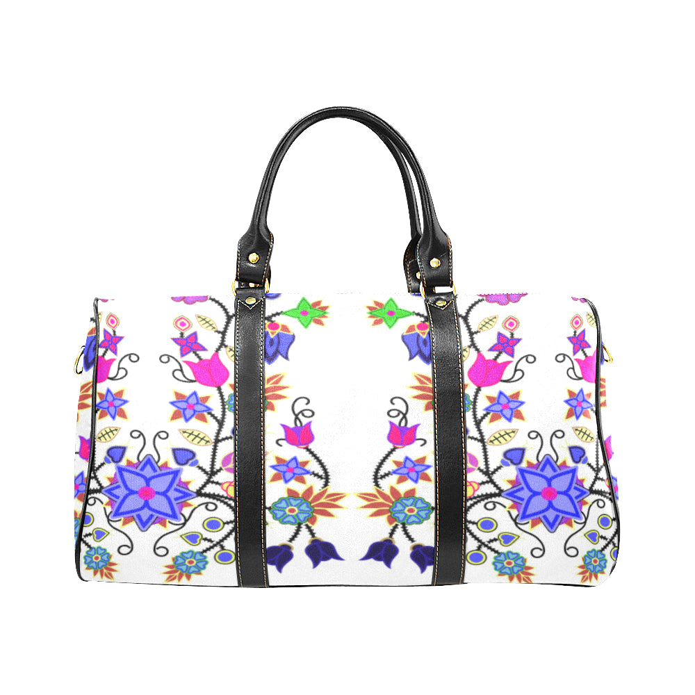 Floral Beadwork Seven Clans White New Waterproof Travel Bag/Large (Model 1639)