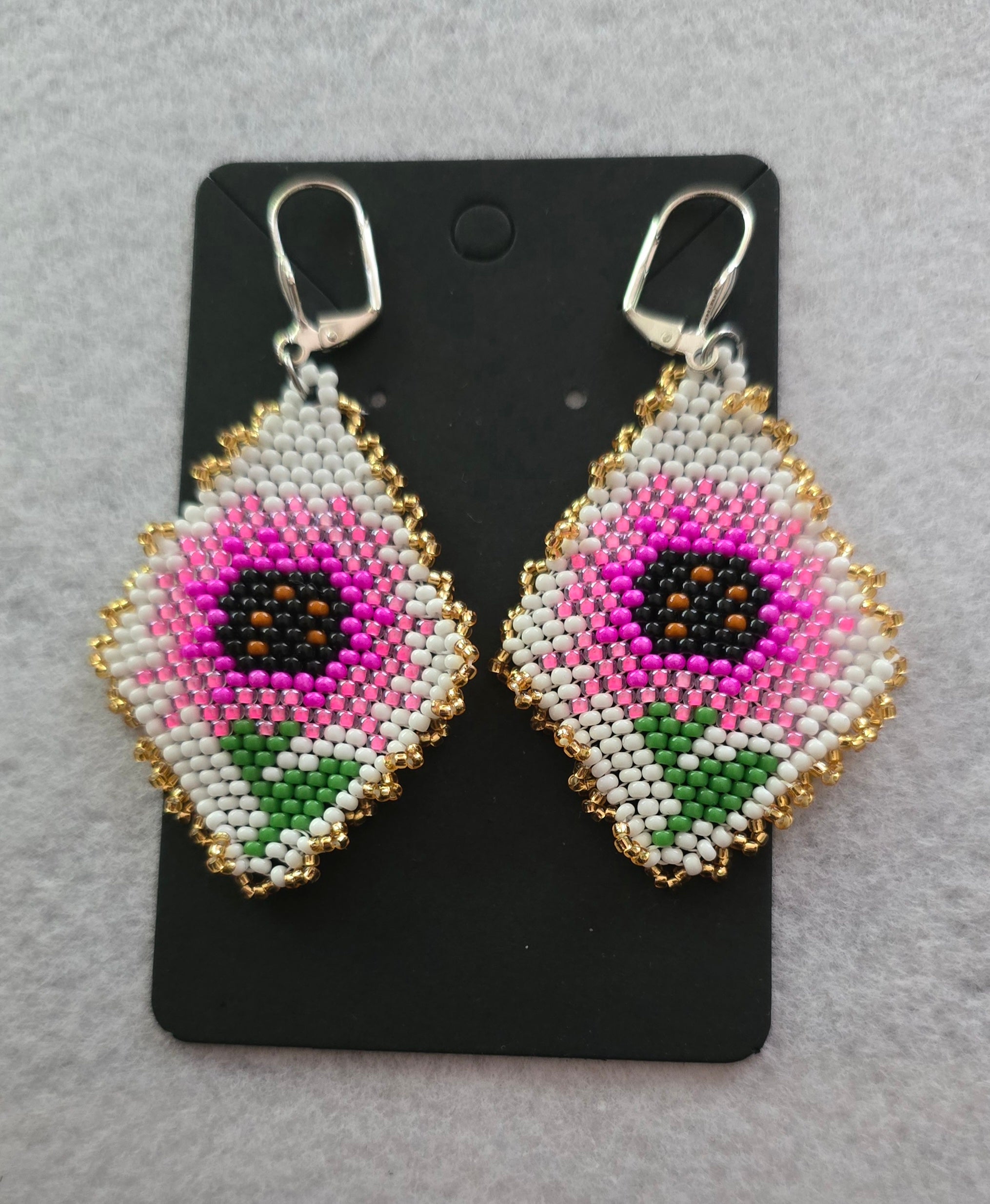 Madeline Desjarlais Pink Sunflower with Gold Trim