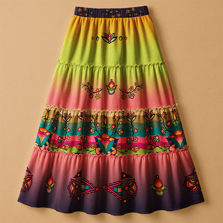 Sacred Bloom Vine Three Tier Skirt