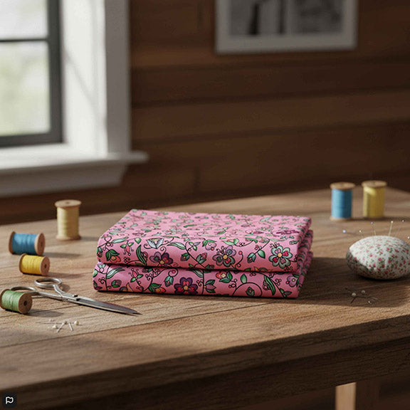 Amber Evening Garland Pink Satin Fabric