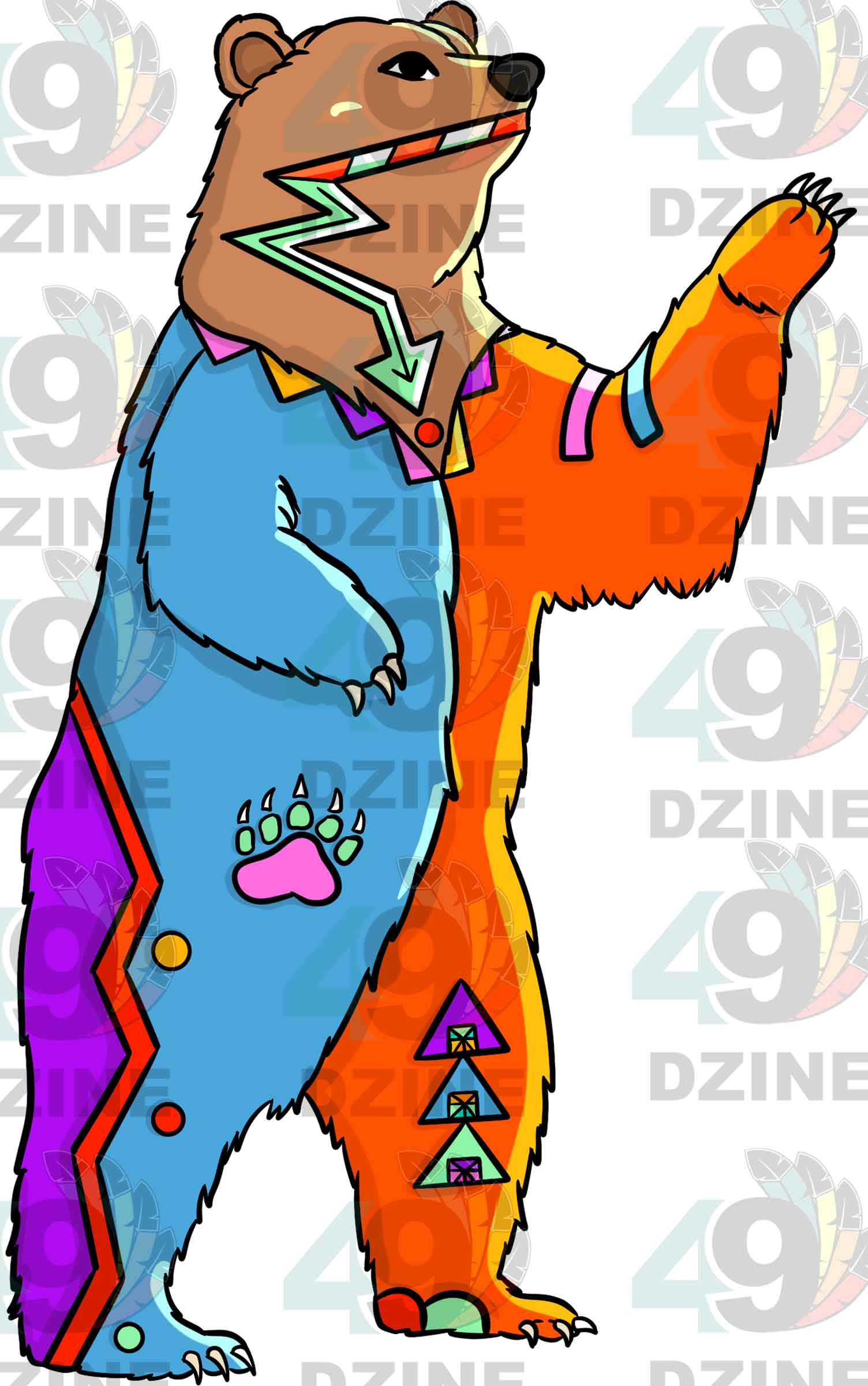 Bear 5 Colored UV Sticker