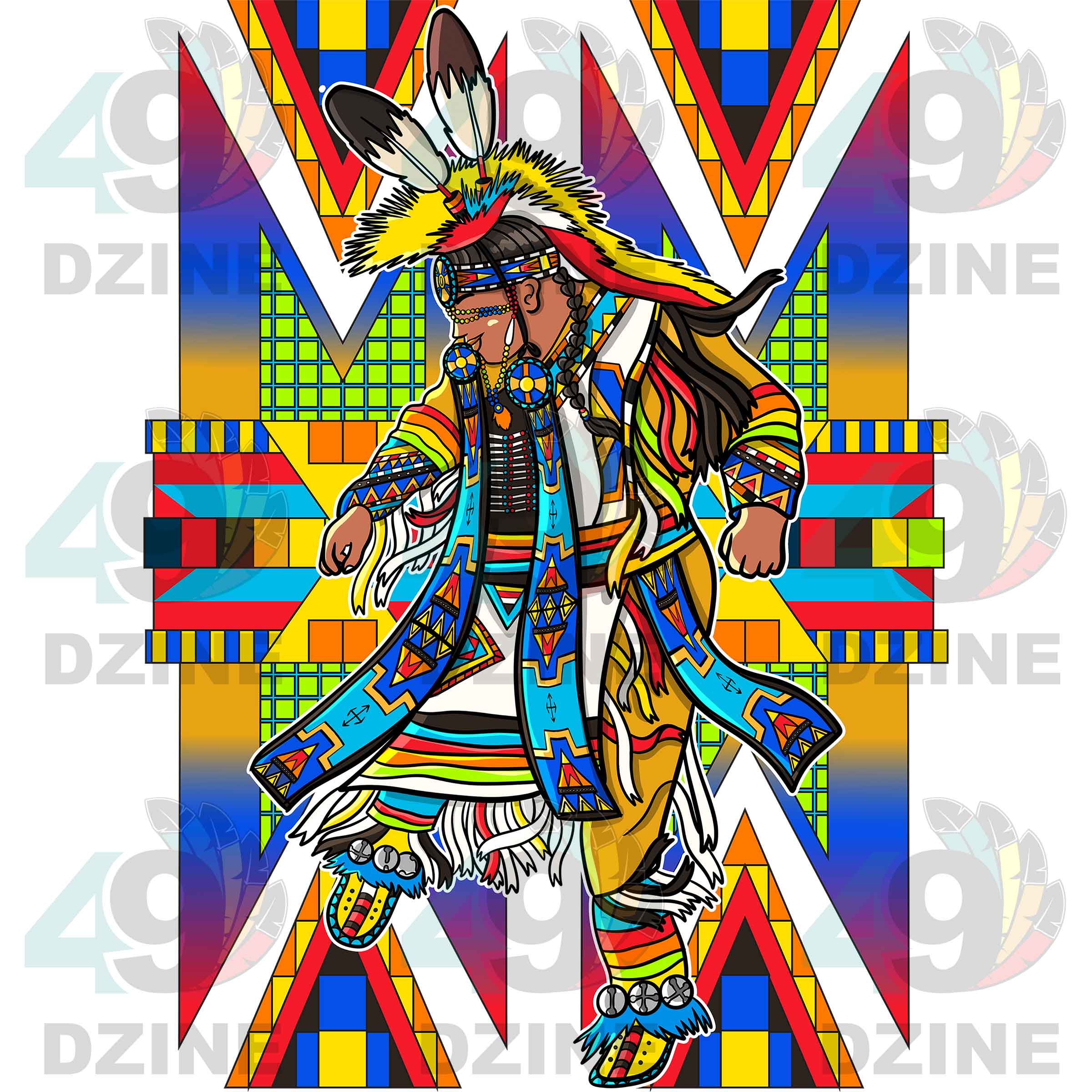 Fancy Dancer 10 with Geometric Design Transfer (Various Sizes)