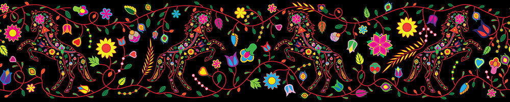 Floral Horse Printed Ribbon
