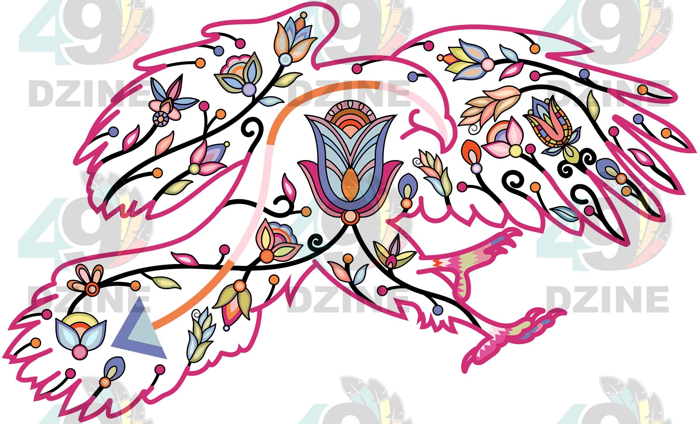 Hawker Floral Animals 02 UV Sticker