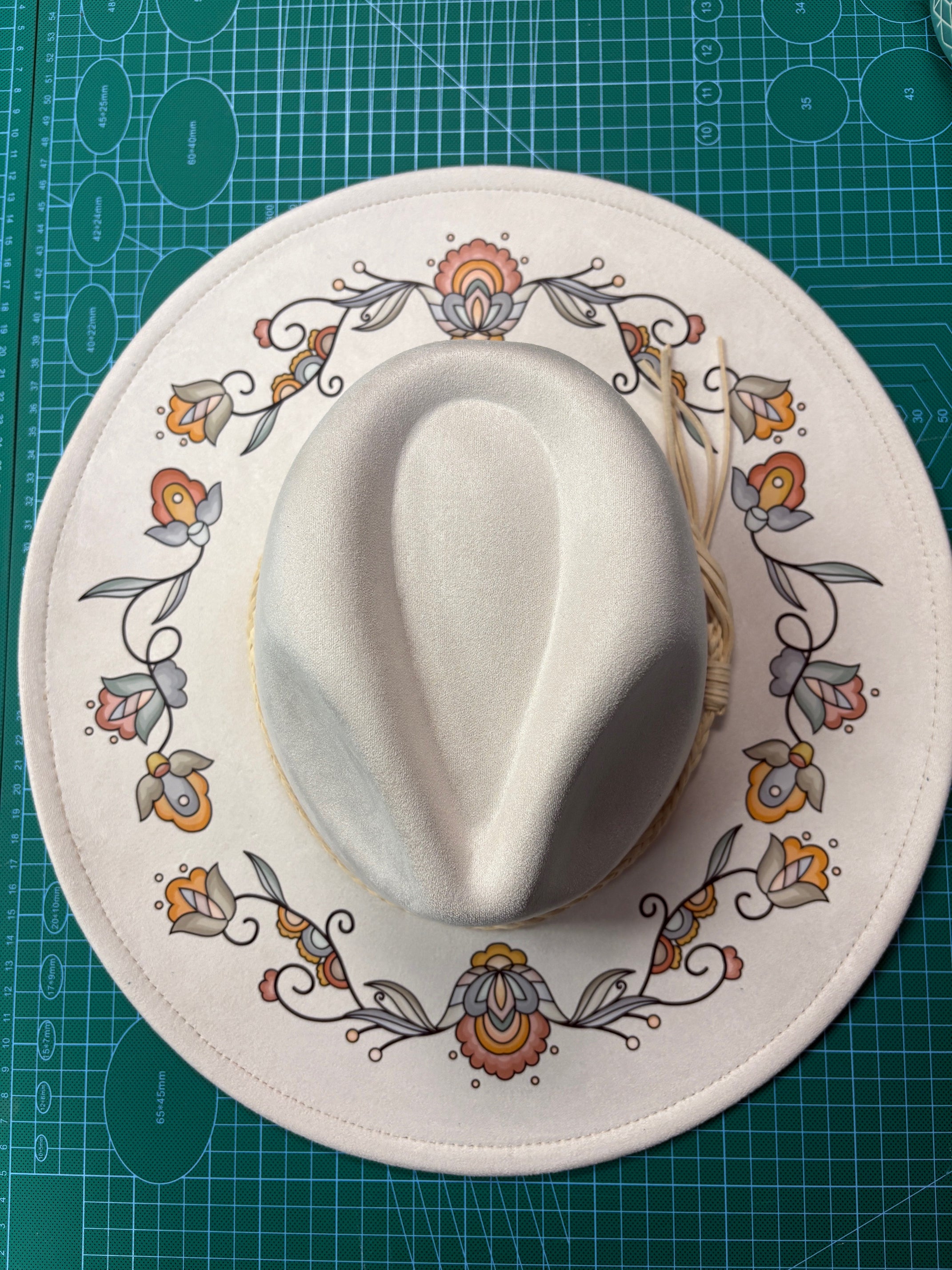 Falling Leaf Rising Bloom Beige Fedora Hat