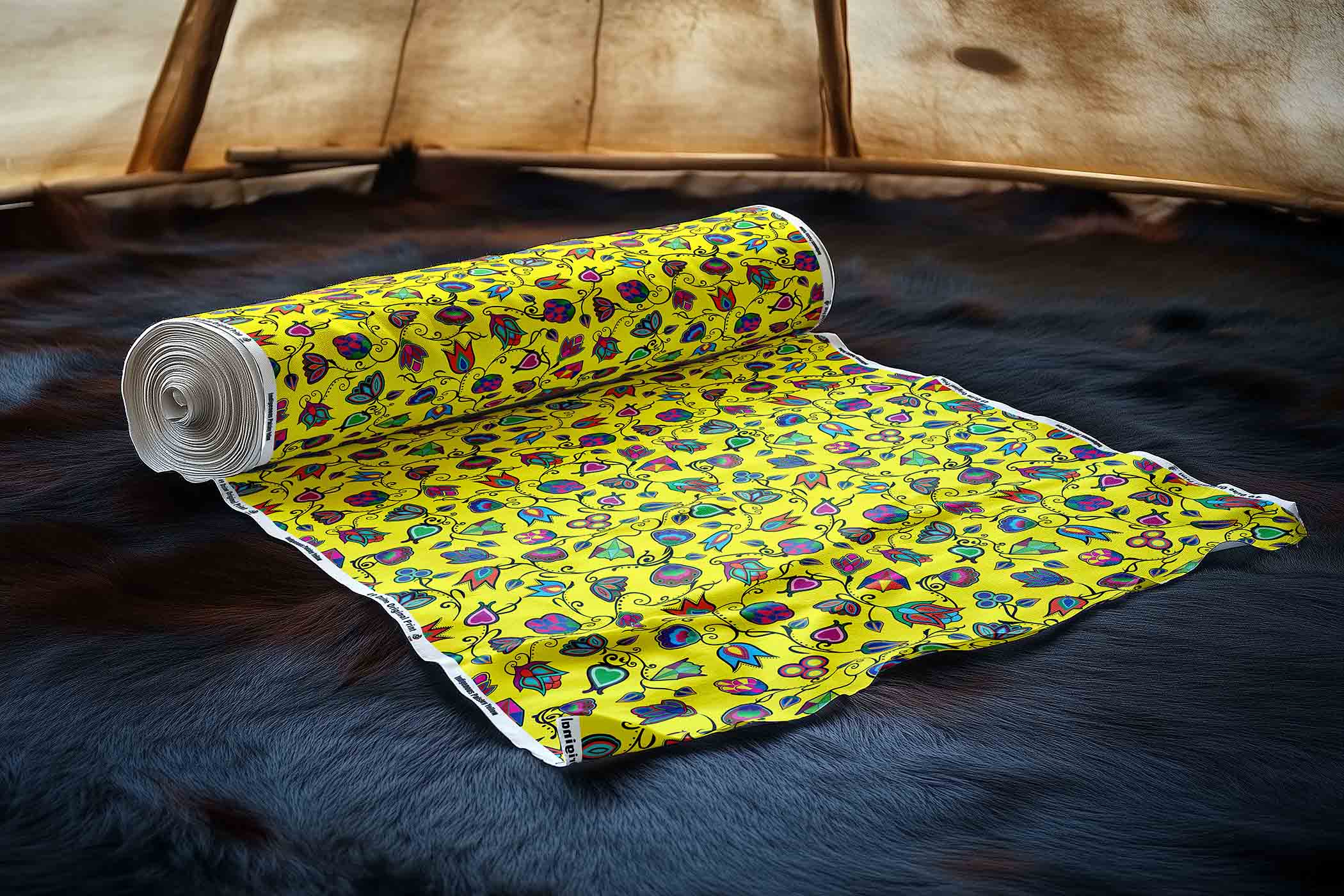 Indigenous Paisley Yellow Cotton Poplin
