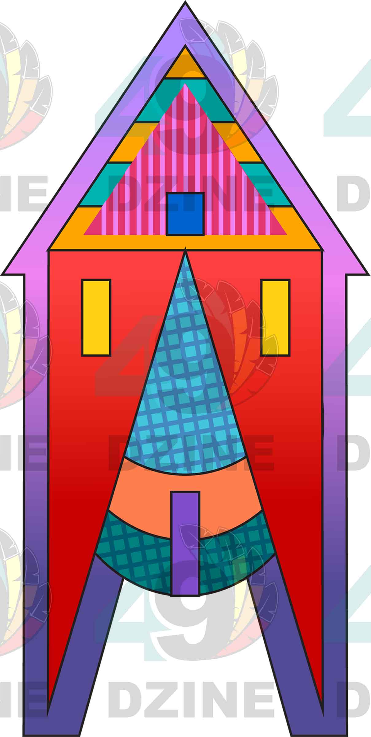 Rainbow Spirit Path Geometric Element 6 Transfer (Various Sizes)