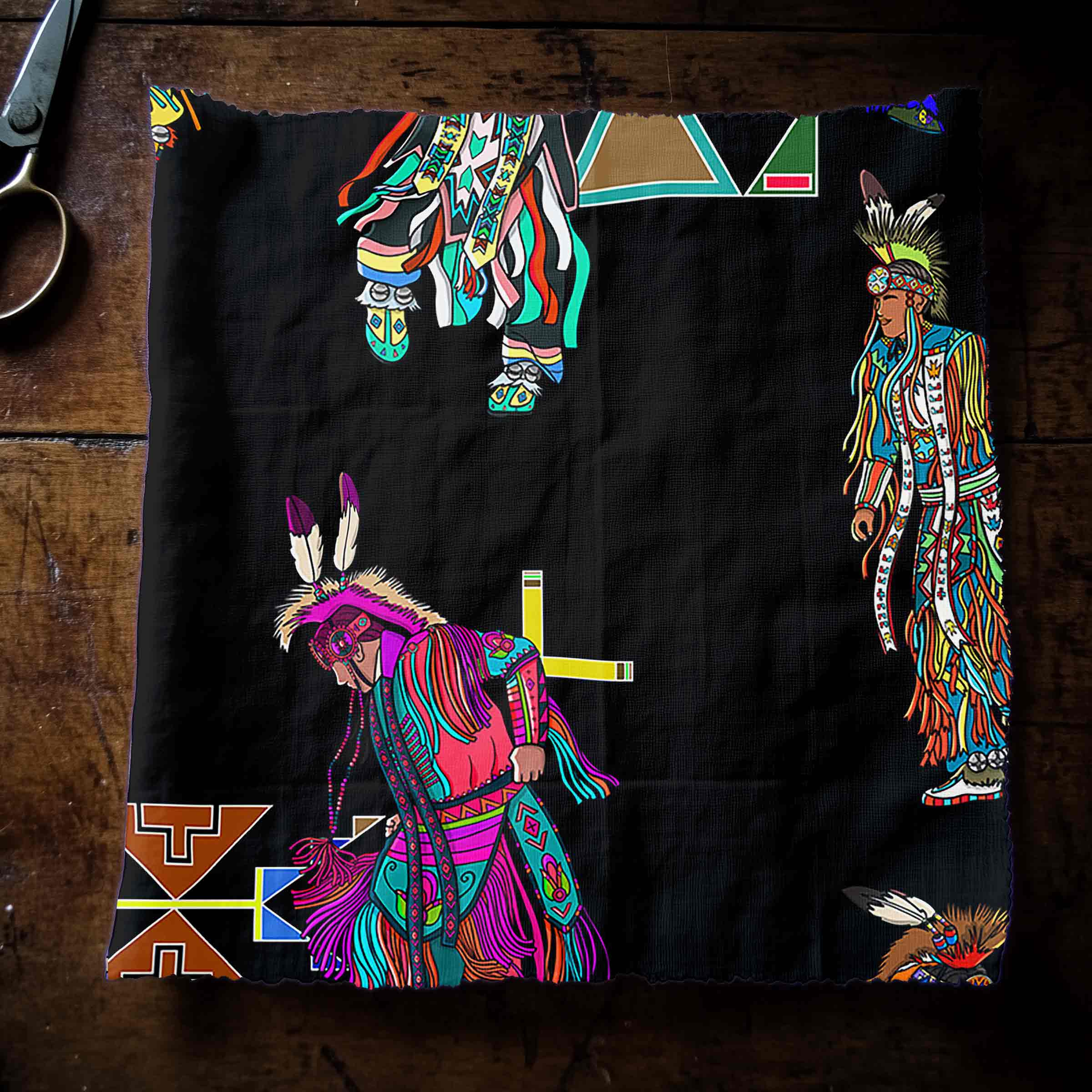 Men's Grass Dancers Black Large Cotton Poplin