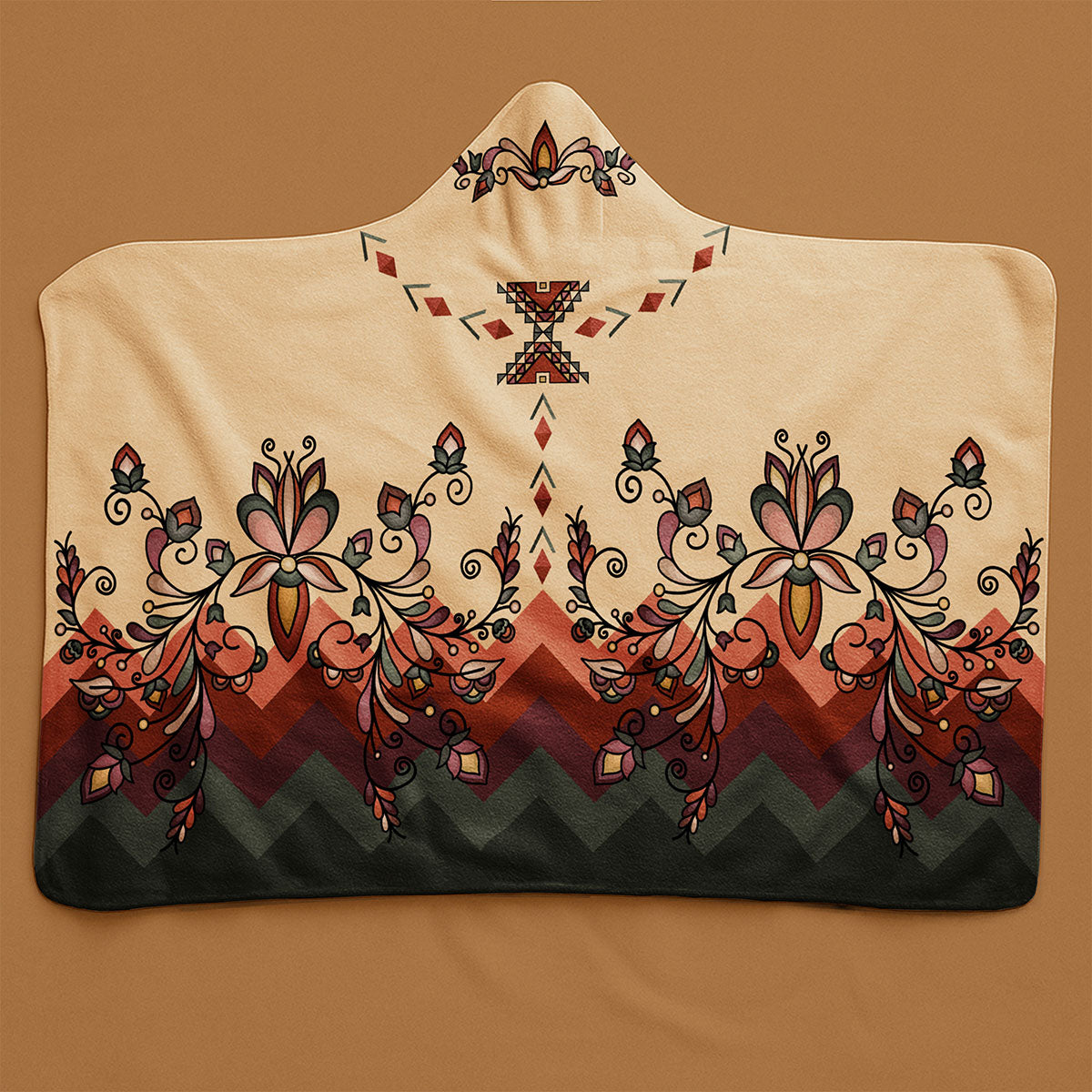 Burnt Sky Petals Hooded Blanket