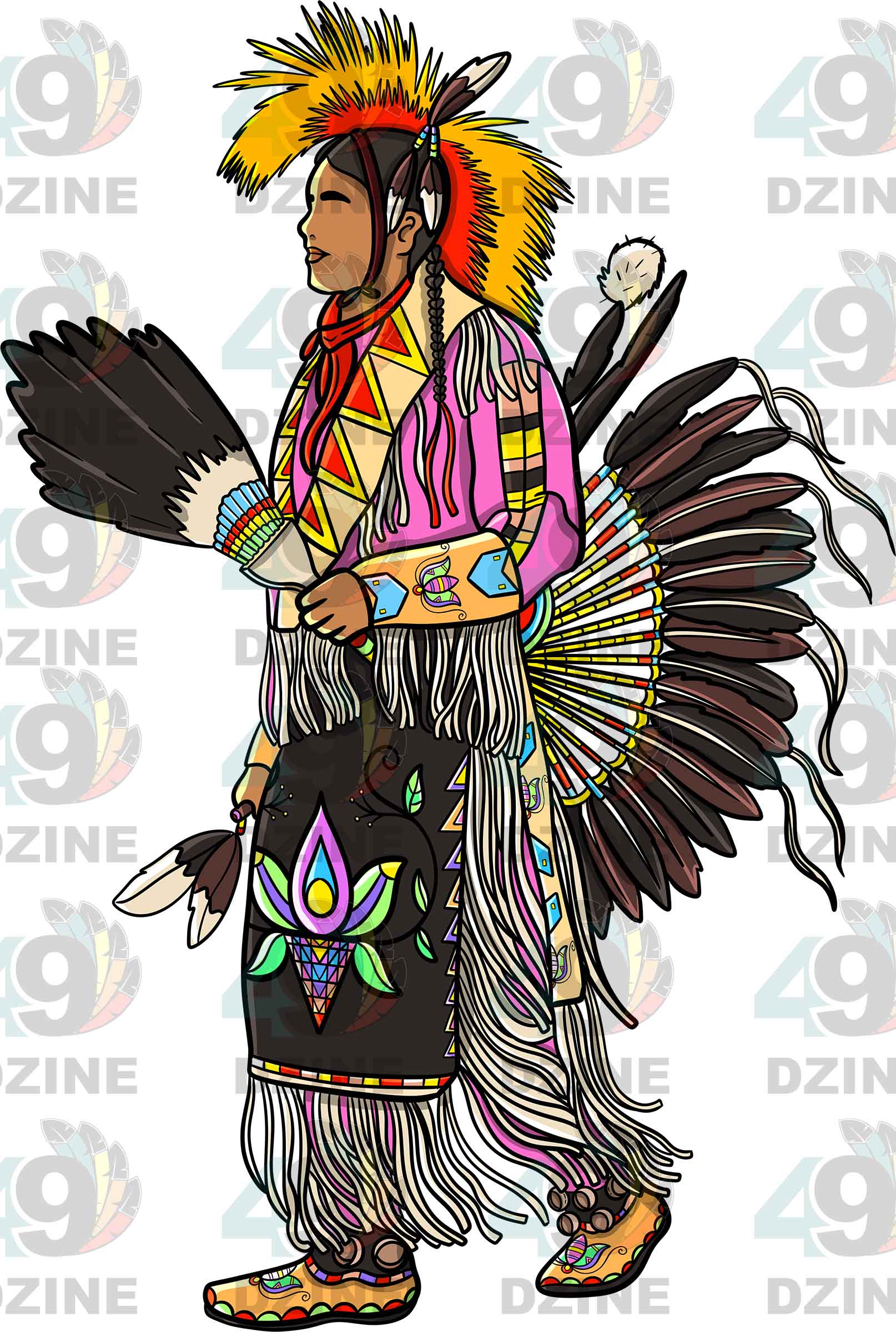 Traditional Powwow Man Dancer 2 Colored UV Sticker