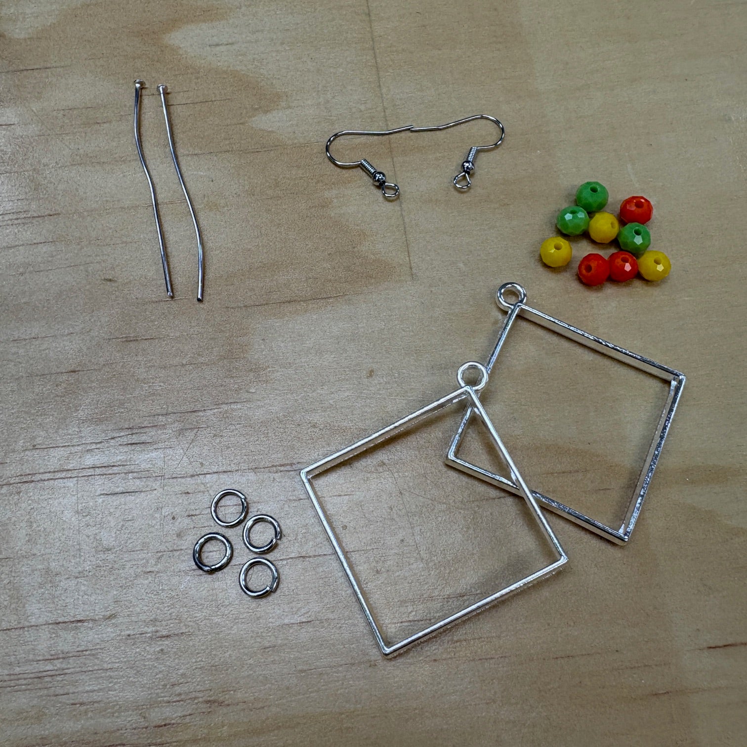 August Earring Kit of the Month - Square Bezel Rondelle Earrings