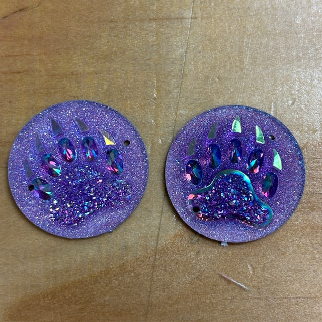 Bear Paw Circle Cabochons Set of 2