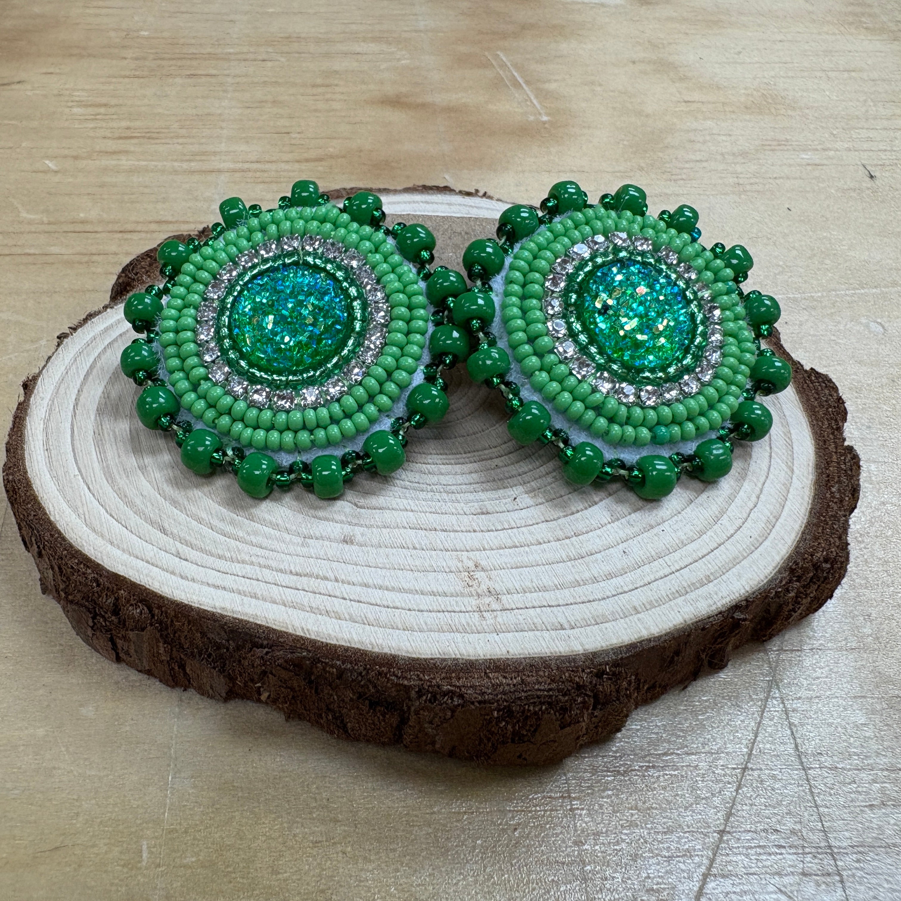 Danielle Redgun Beaded Circle Earrings
