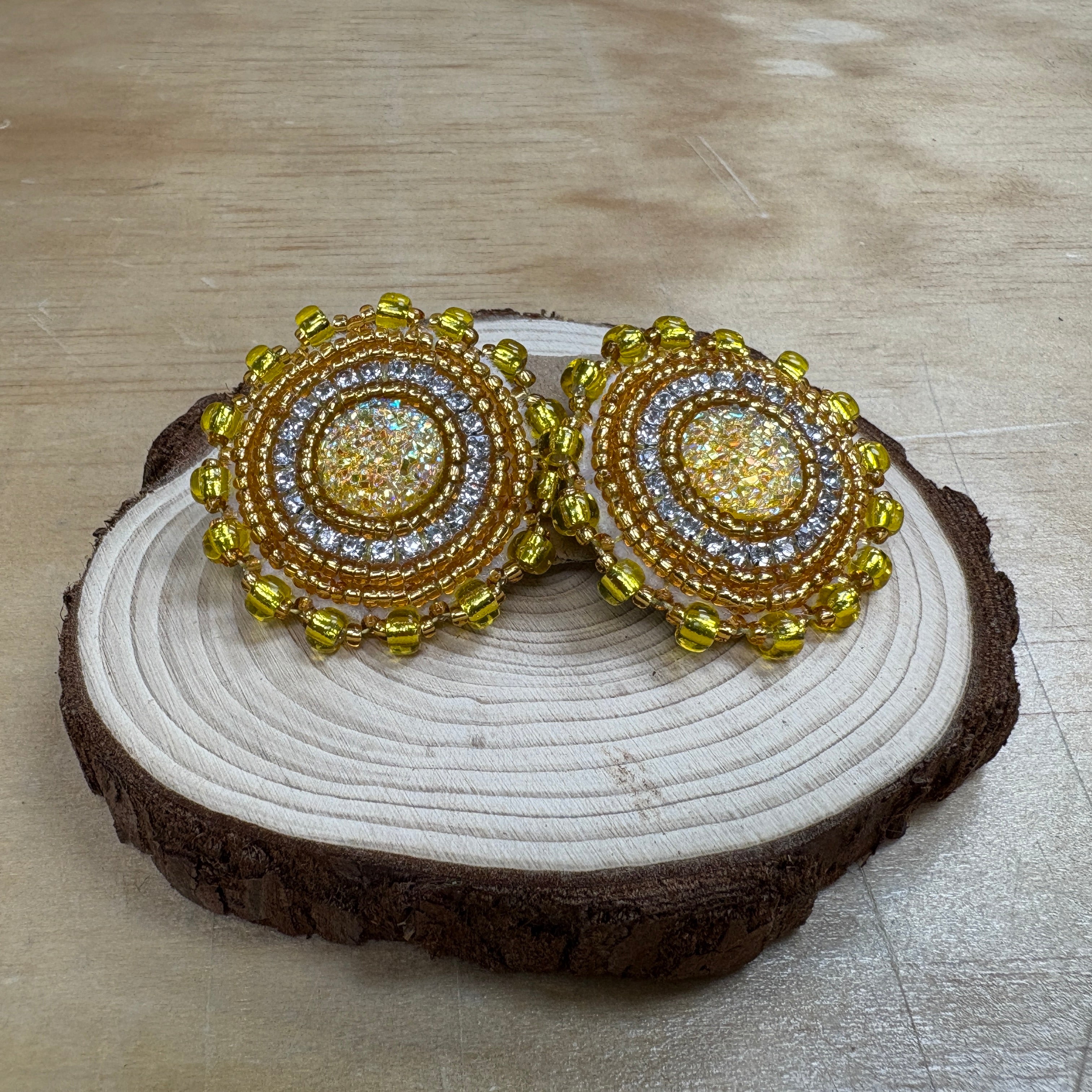 Danielle Redgun Beaded Circle Earrings