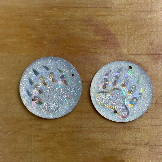Bear Paw Circle Cabochons Set of 2