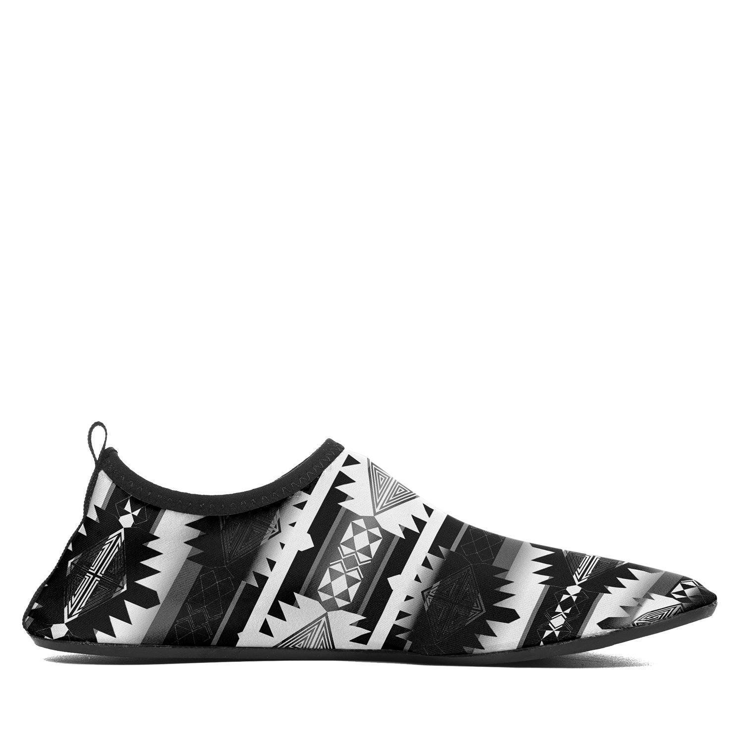 Kids Okotoks Black and White Sockamoccs Slip On Shoes