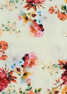 Snow Flowers Ivory Cotton Fabric